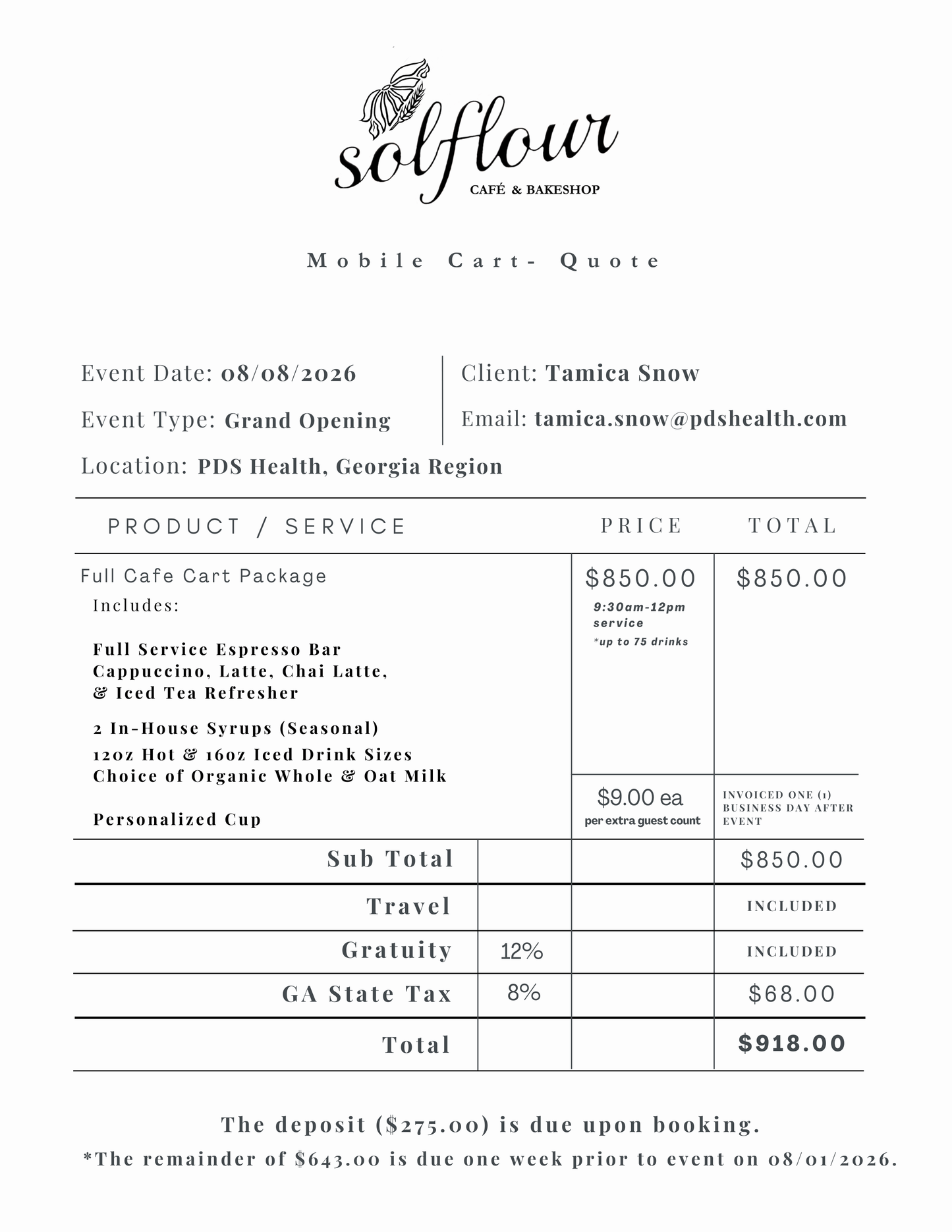 Sol Flour - Mobile Café Cart