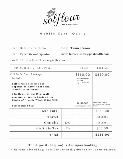 Sol Flour - Mobile Café Cart